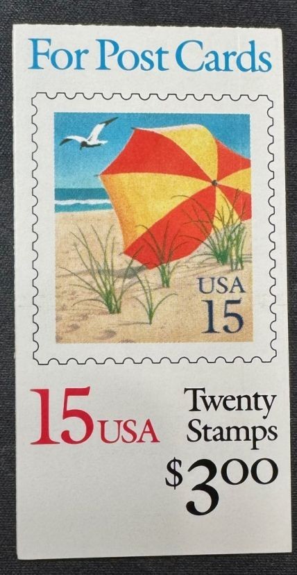 2443 Beach scene umbrella ocean US stamp bklt. 20 MINT NH BK170 1990 Wedding