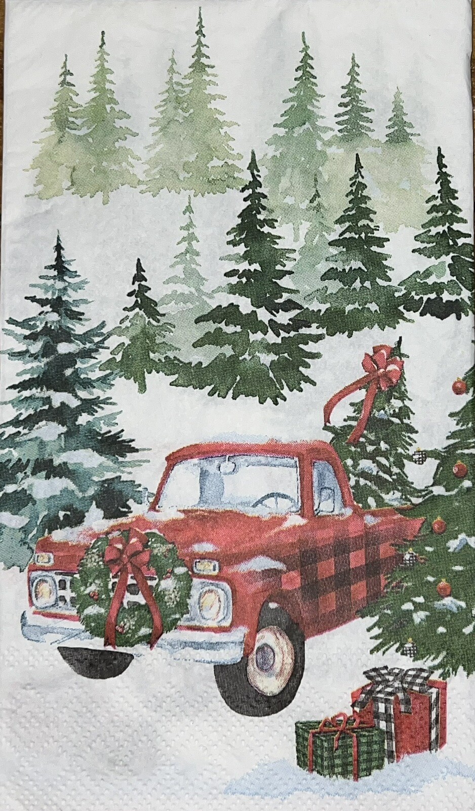 TWO Individual Christmas Red Truck/trees/ Dinner Decoupage Art /craft Napkins