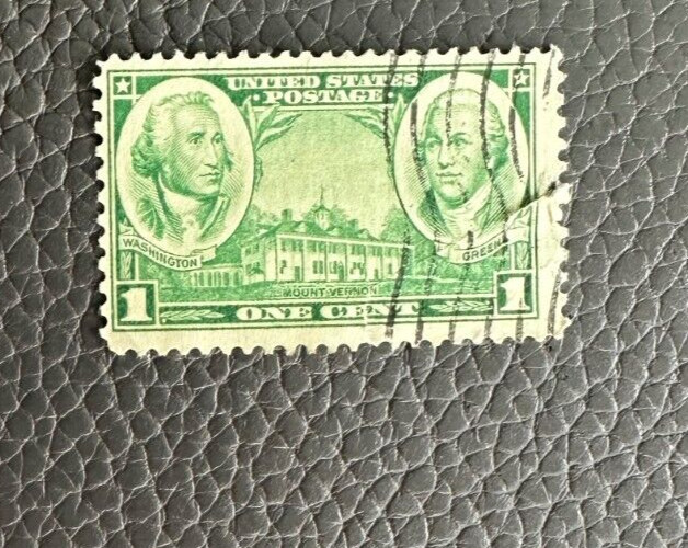 US 1 Cent Postage Stamp Vintage Washington & Greene Mount Vernon 1936