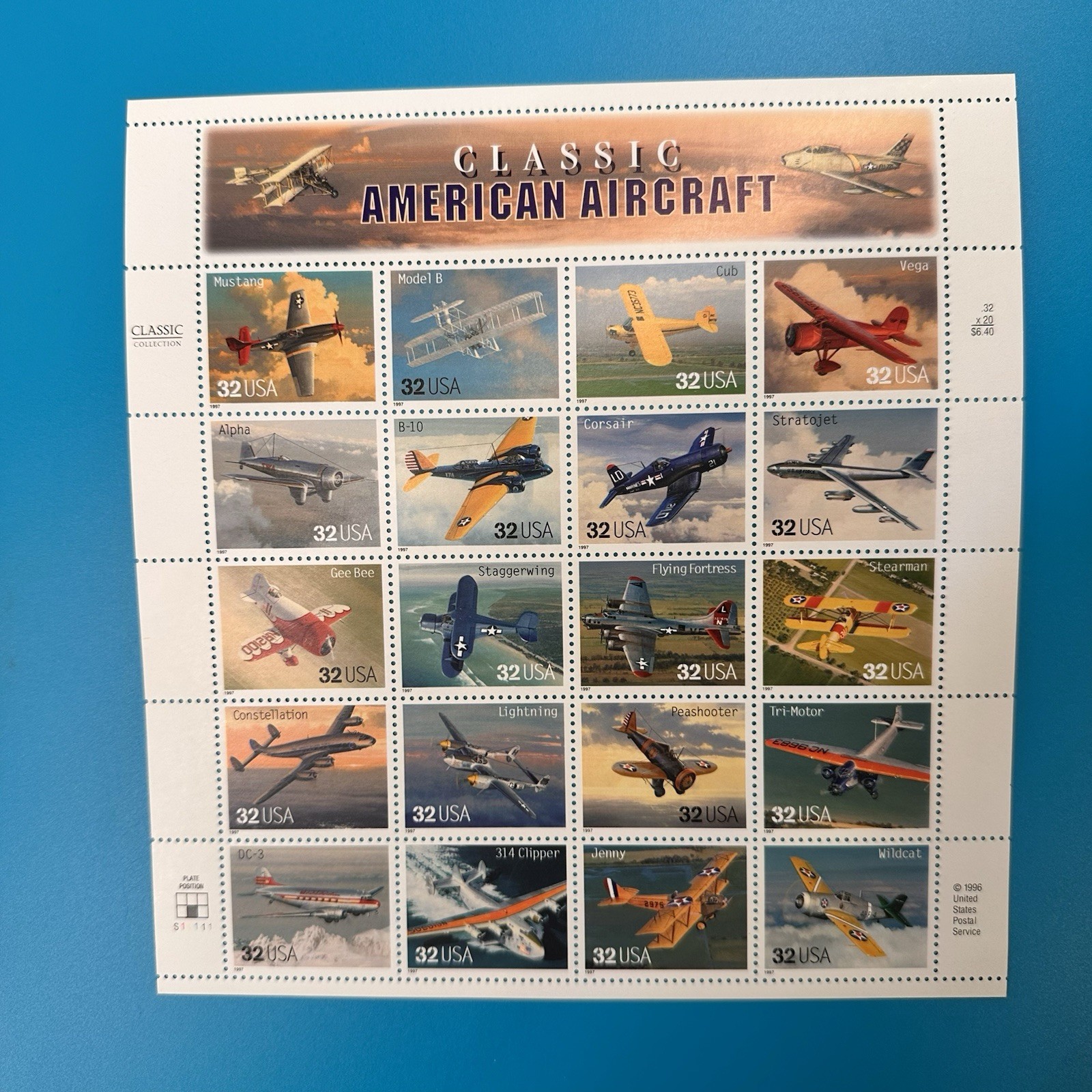 US Scott #3142 Classic American Aircraft 1997 5 Sheets Of 20 34 Cent Stamps