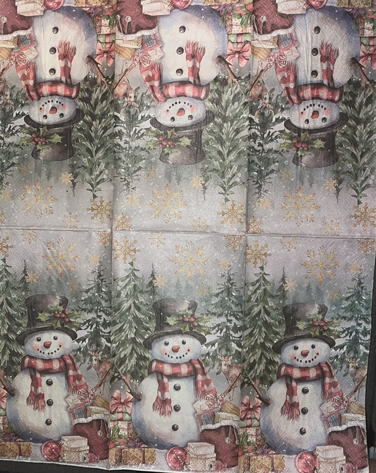 TWO Individual paper dinner Decoupage napkins Snowman Winter Reindeer Christmas