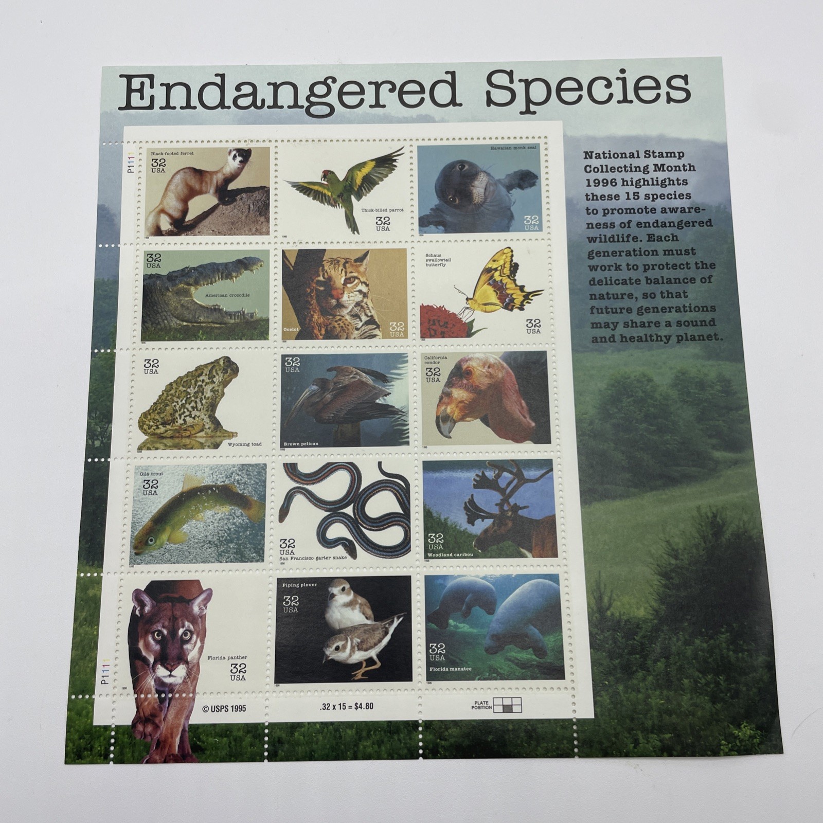 Lot of 2 USPS Stamps MNH Sheet Pacific Coast Rain Forest and Endangered Species