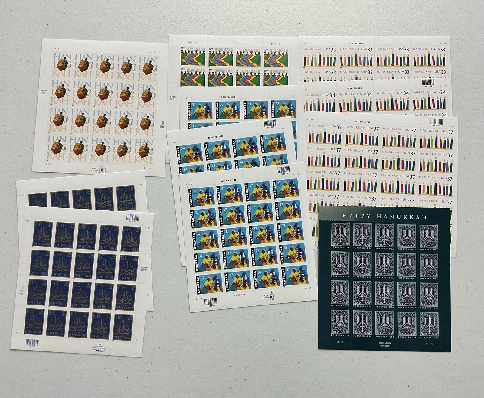 US Postage, MNH Unused Stamps, Various Holidays, Multiple Denominations