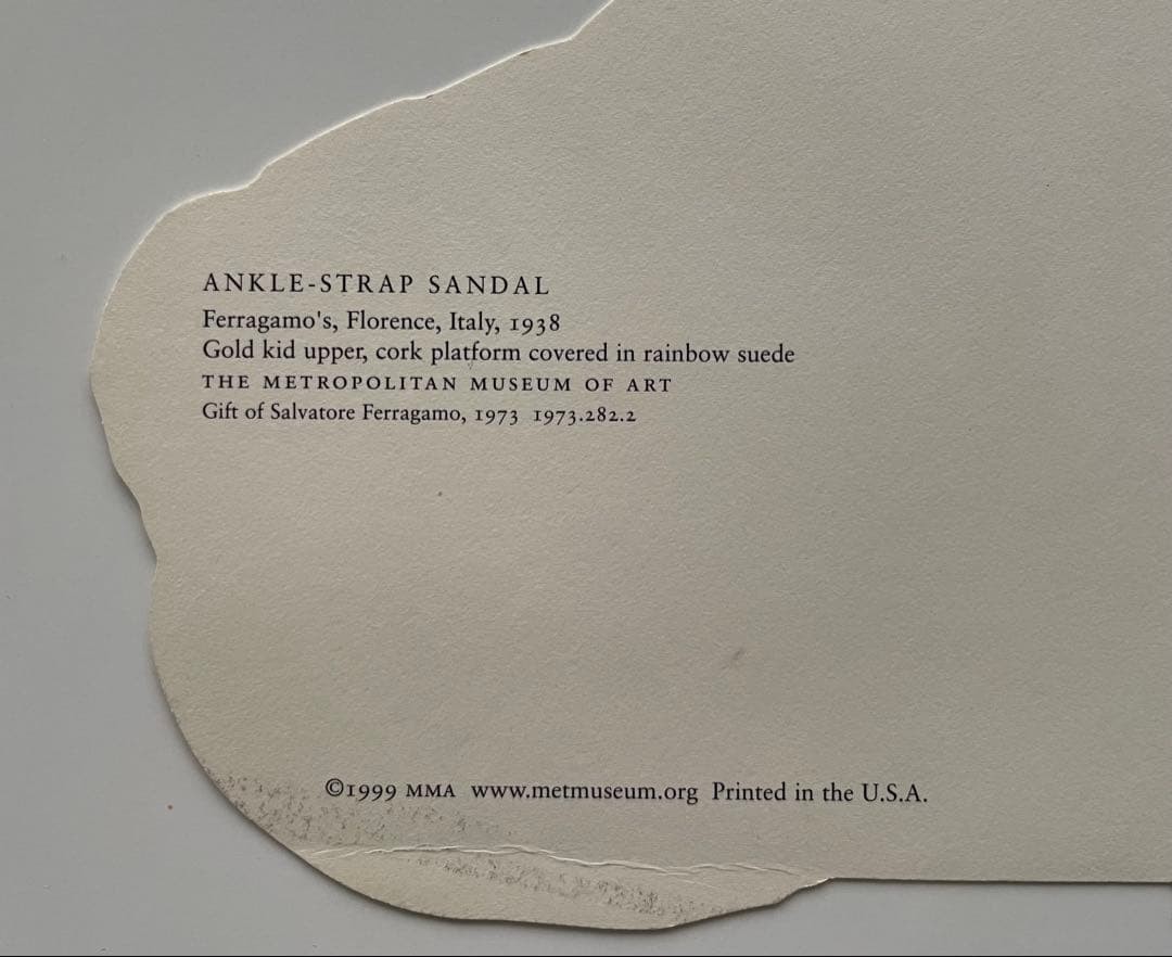 postcard Metropolitan Museum Ferragamo sandals high heels card