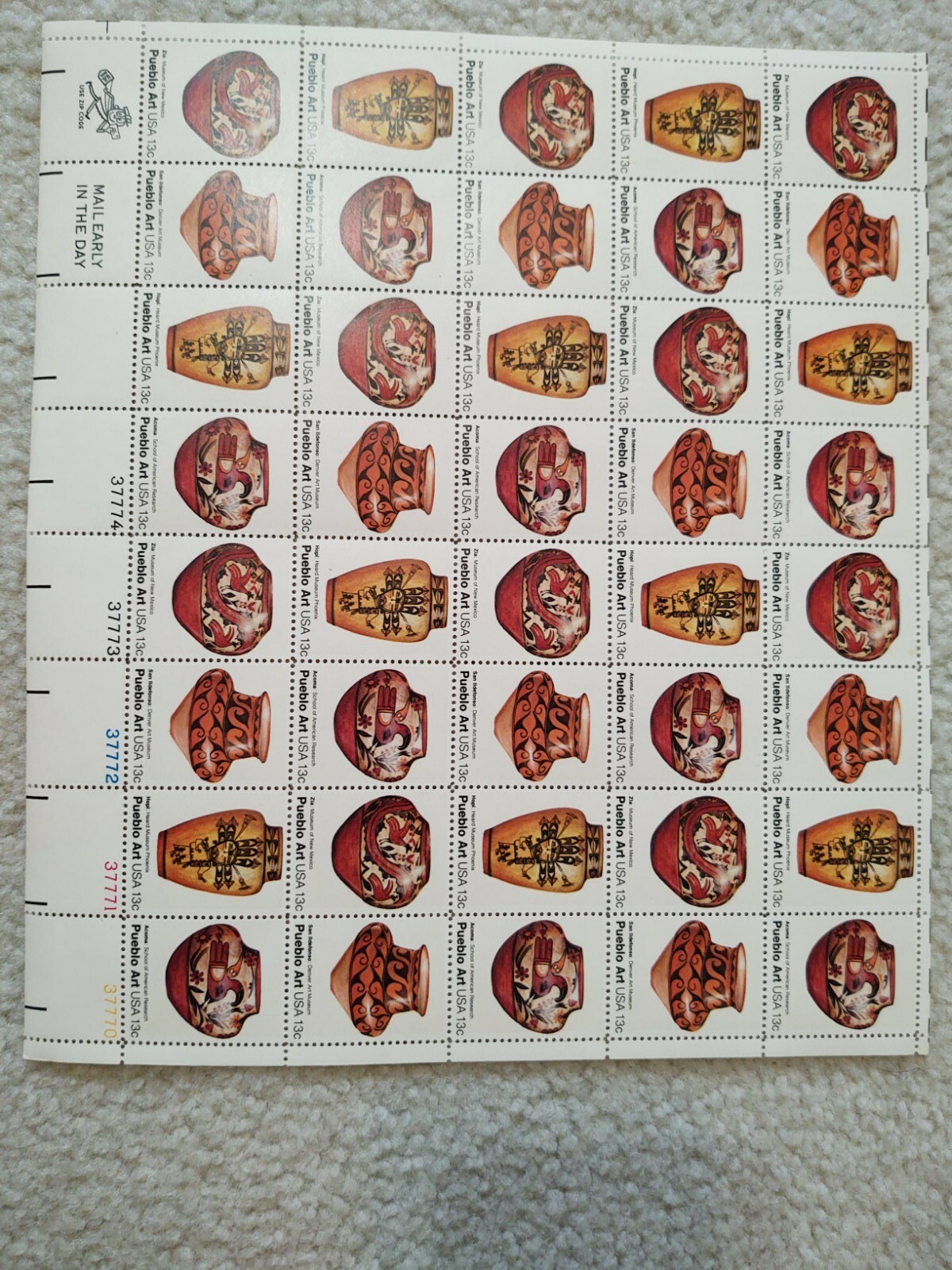 US Stamps – Full Sheets, Lot of 10 Mint Sheets 5 cents – 22 cents, all MNH