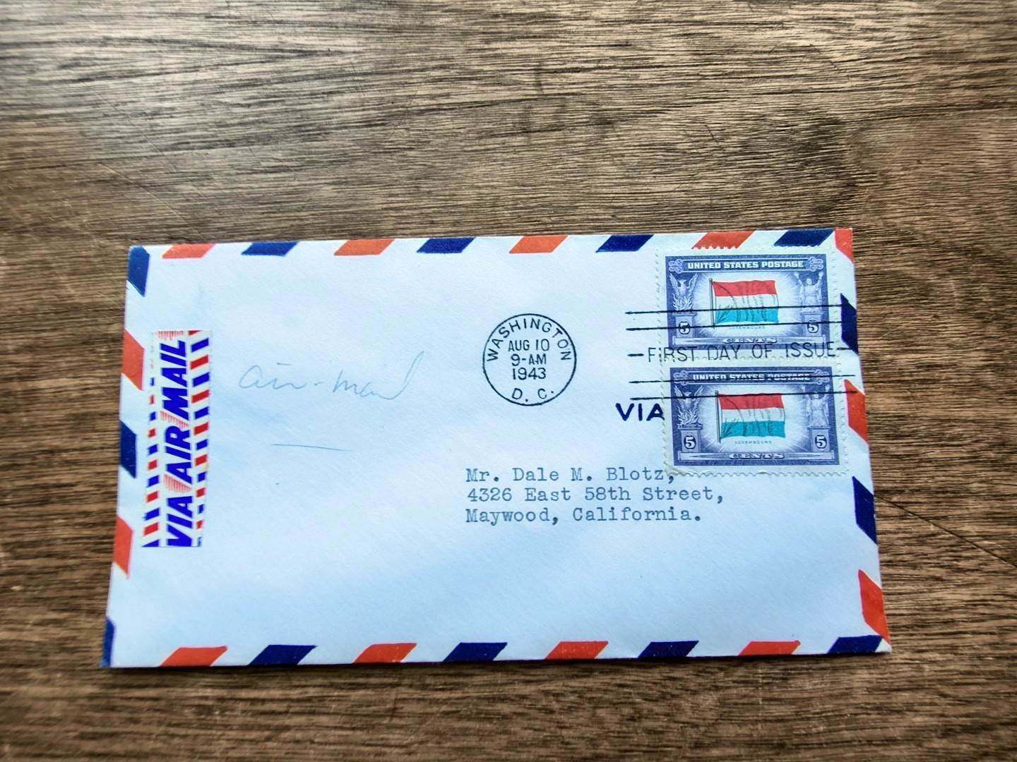 Lot of 2 1943 FDCs: # 912 #2 UNITED STATES LUXEMBOURG FLAG STAMP 2 singles
