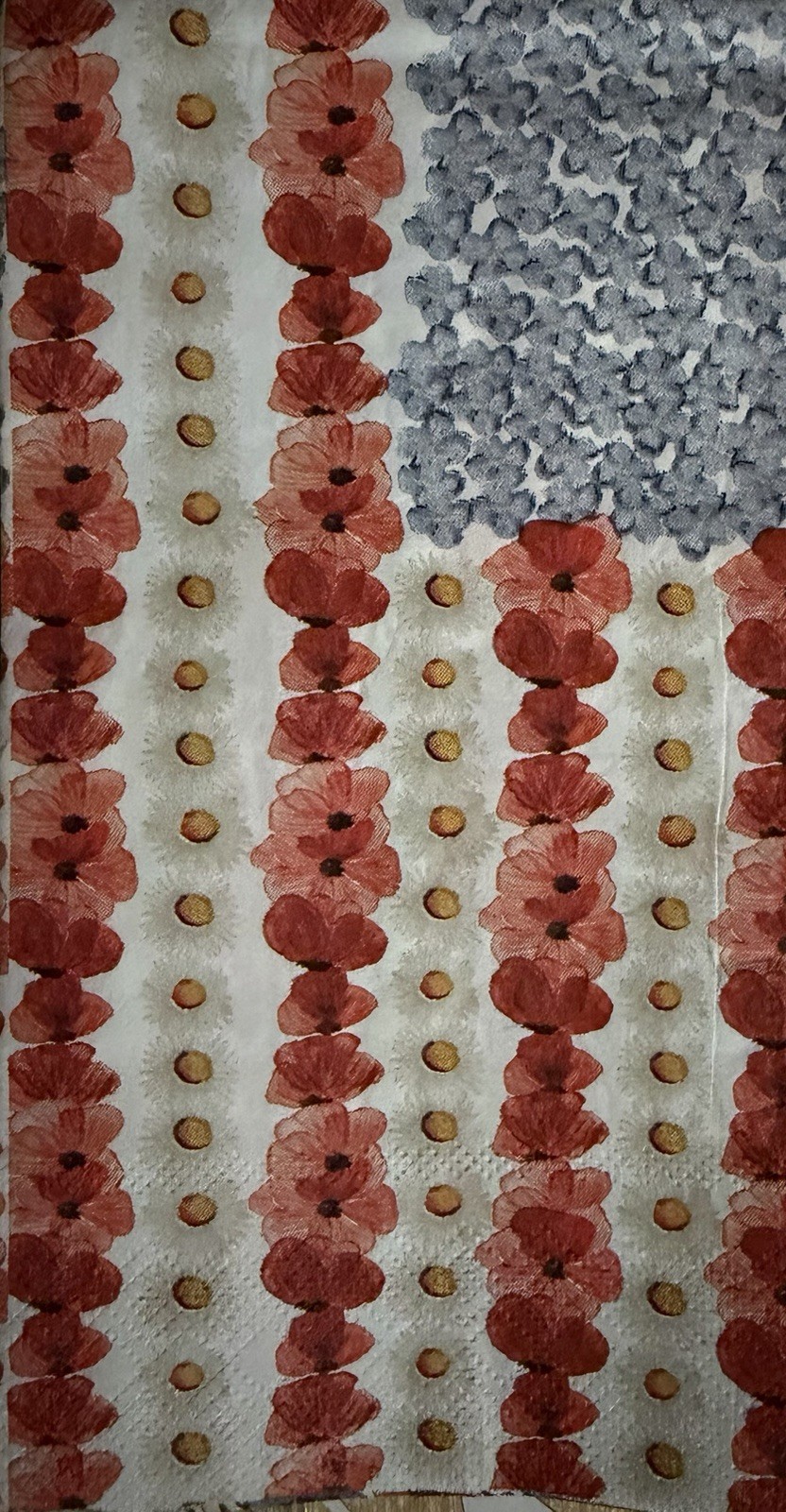 Three Individual paper dinner Decoupage Napkins Red/White/Blue Flag 4 Th Of July