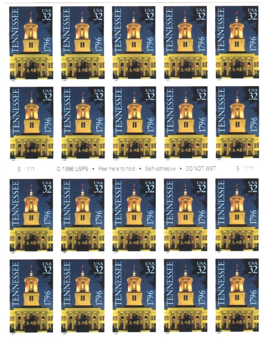 United States 32¢ Tennessee Statehood Postage Stamp #3071a MNH Full Booklet