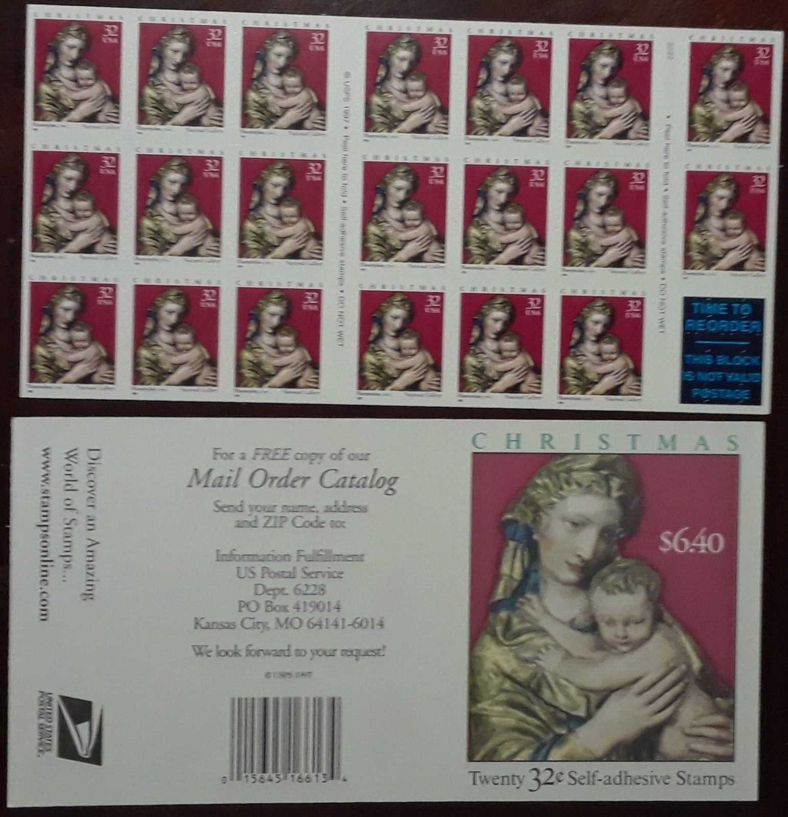 Combo 3×20 = 60 of Christmas MADONNA & CHILD 32¢ US Stamps # 3112a, 3176a, 3244a