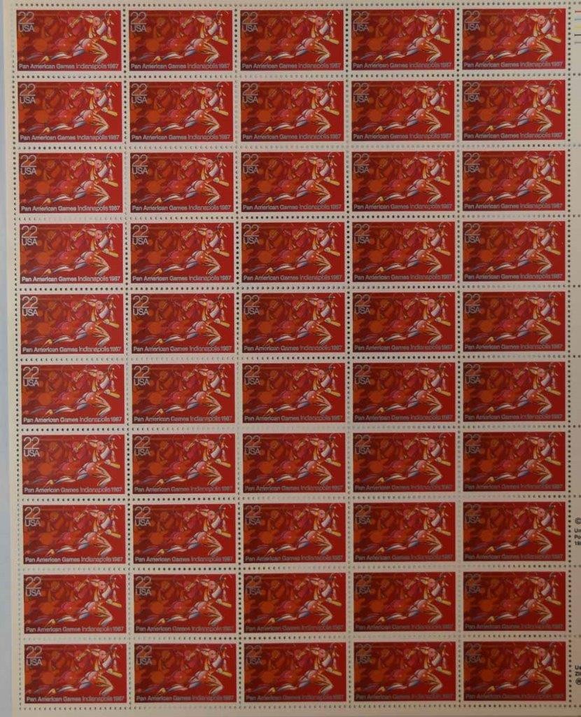 US SCOTT 2247 PANE OF 50 PAN AMERICAN GAMES STAMPS 22 CENT FACE MNH