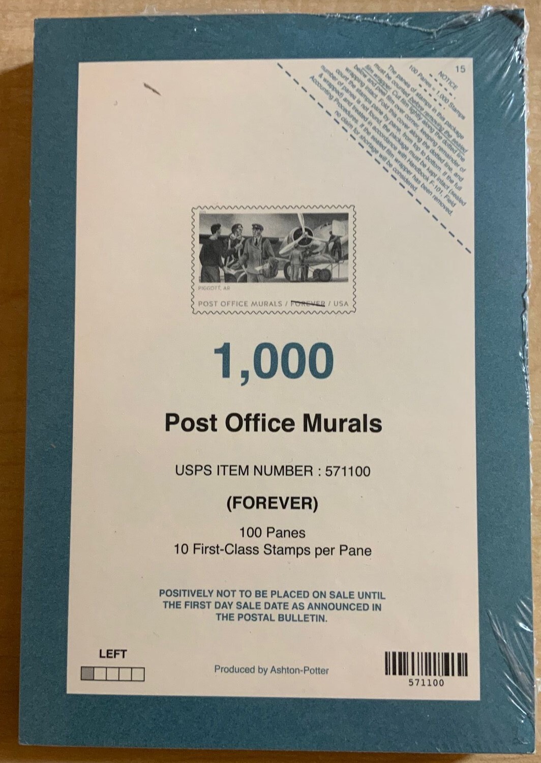 Post Office Murals Full Sealed Pad of 100 Sheets (1000 Stamps) Scott 5376a