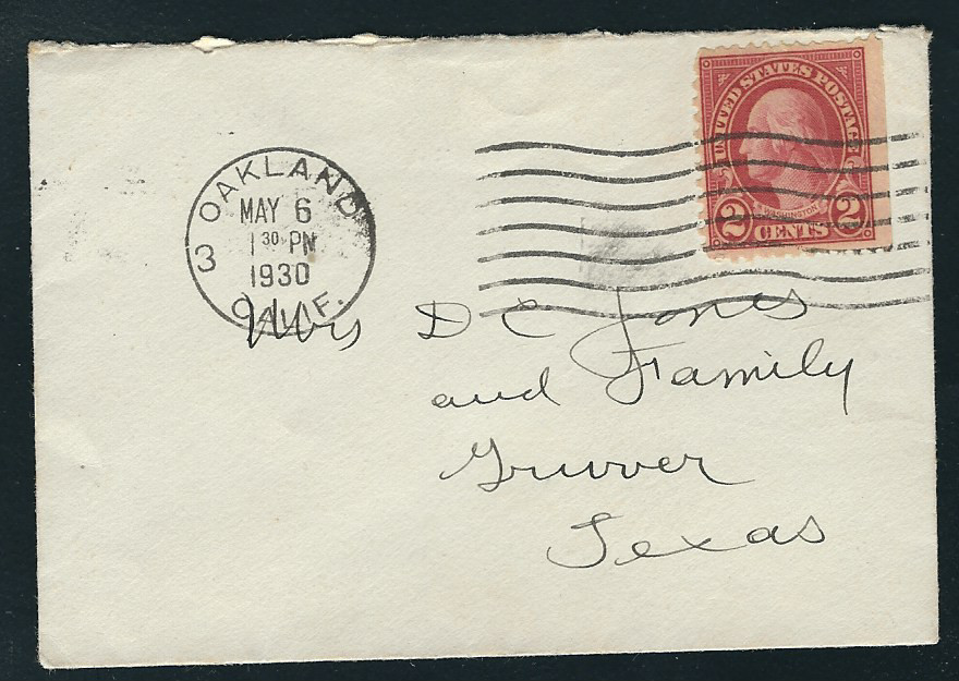 2 Cent Washington on envelope post-marked 1930