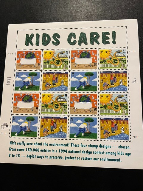 Scott #2951-54. 1994. 32c Kids Care! sheet of 16. MNH. free shipping