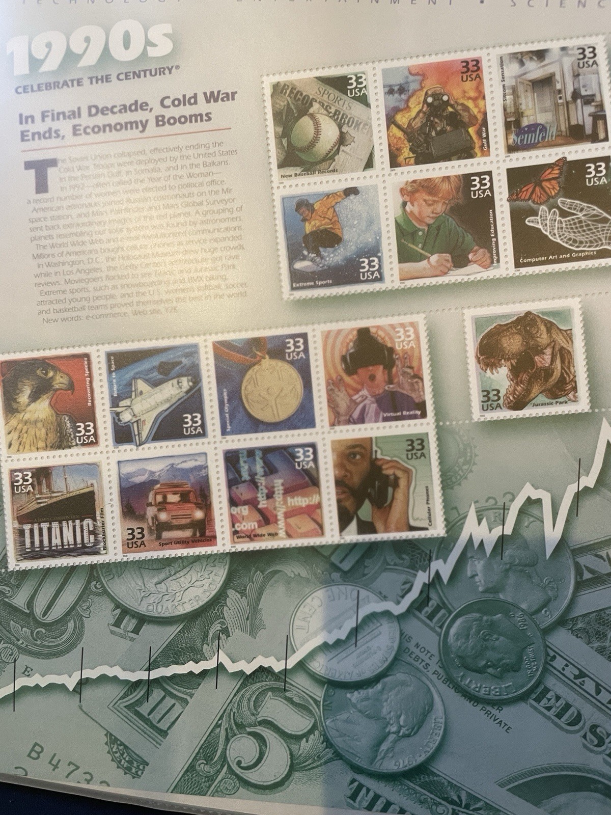 CELEBRATE THE CENTURY 1900-1990. Complete 10 Sheet Set US Stamps USA # 3182-3191
