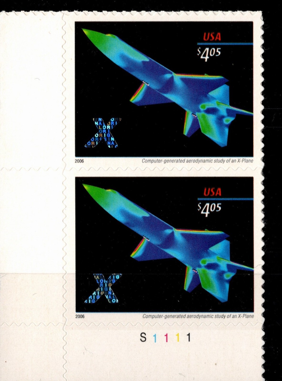 USA 2006 X-PLANE PRIORITY MAIL TWO STAMPS $4.05 SC 4018 SELF ADHESIVE MNH