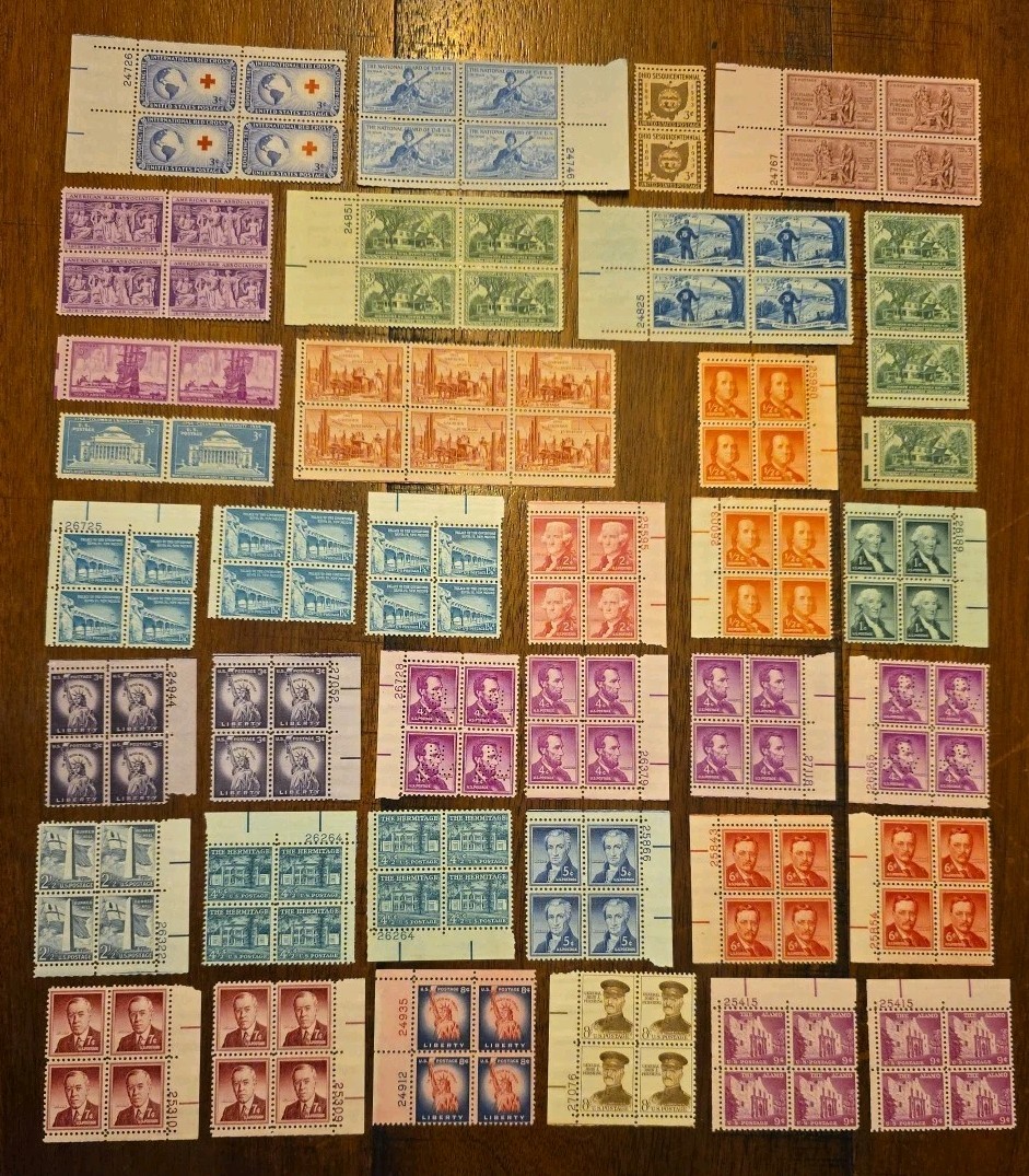 Lot of 80+ Vintage U.S. Mint Stamps – Military, Red Cross, Architecture P