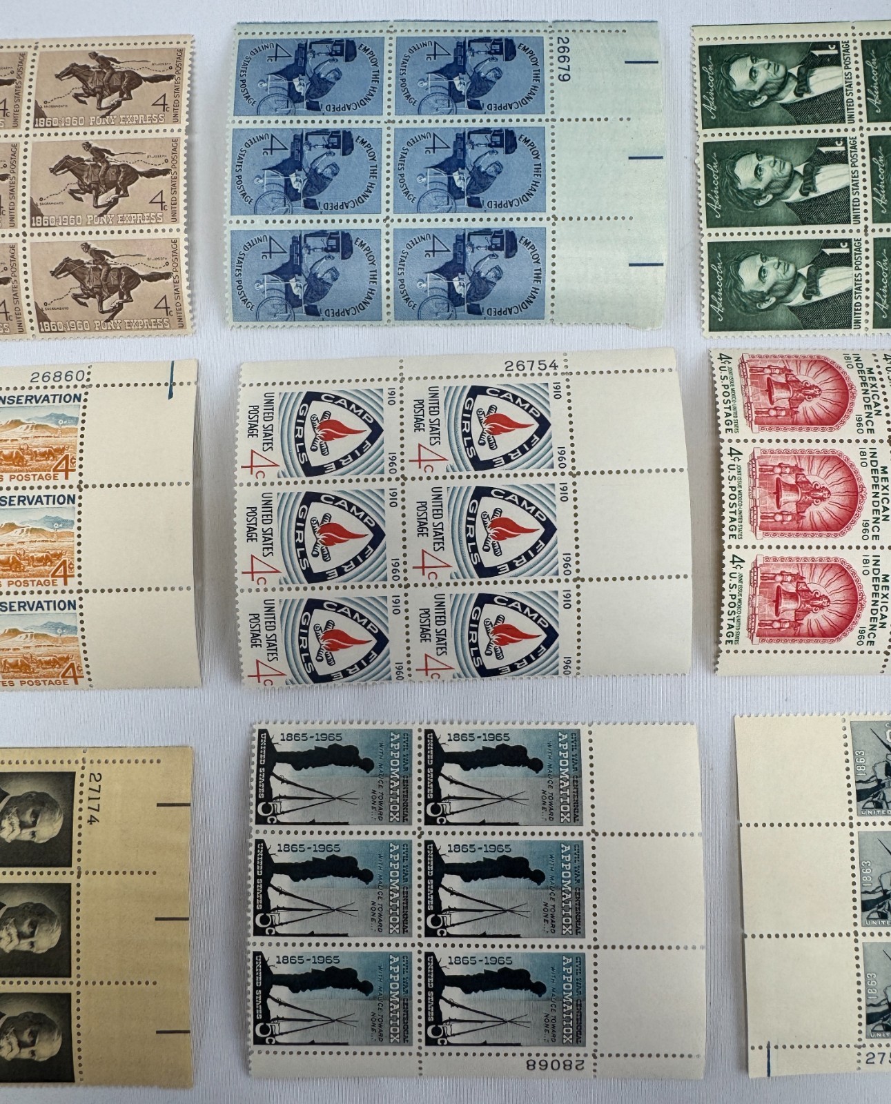 Vintage stamps US Plate Blocks MNH 1960-1965 Commemorative Stamps Civil War