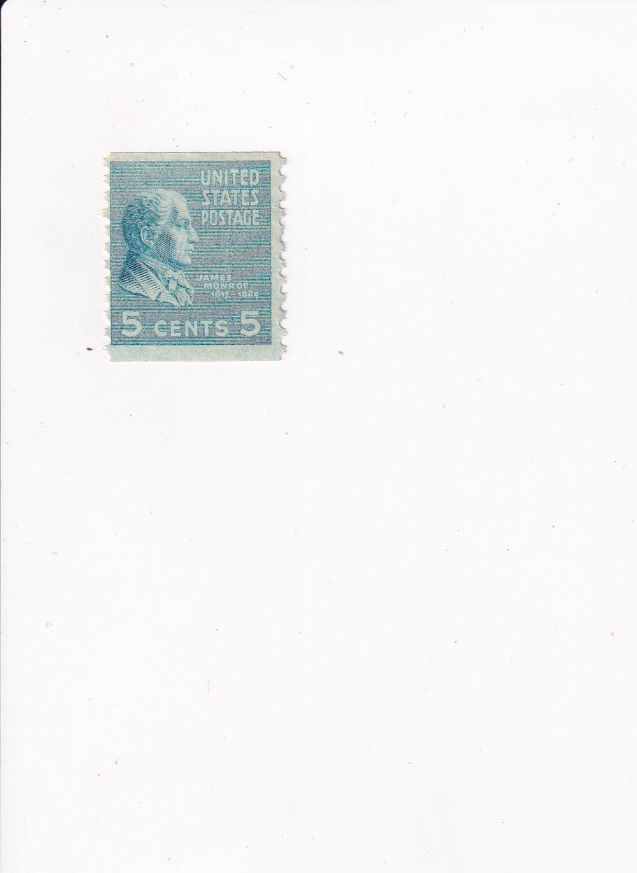 US Postage Stamp POSTMARK? PERFORATED VERTICALLY 5 CENTS JAMES MONROE