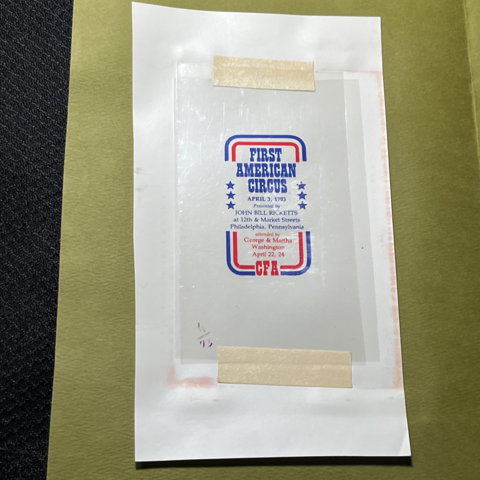 1975 Bicentennial Commemorative Stamp Harrisburg Pa First American Circus – L1