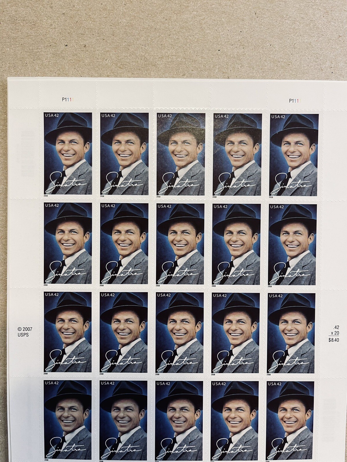US SCOTT 4265 SHEET OF 20 FRANK SINATRA STAMPS 42 CENTS FACE MNH