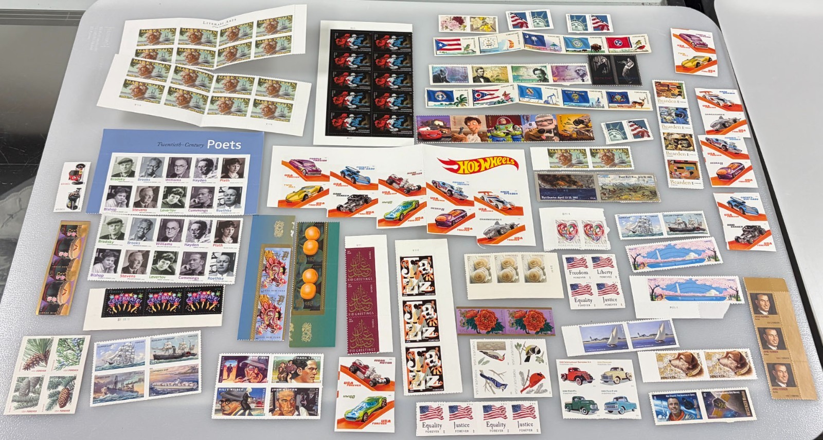 Large Lot of USPS Forever Stamps, Wide Variety of 1,127 Stamps, Face Value: $879