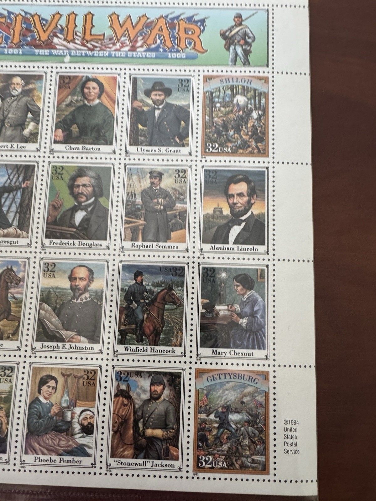 Civil War Stamps 1861-1865 The War Between The States. MNH Sheet Of 20 .32cent