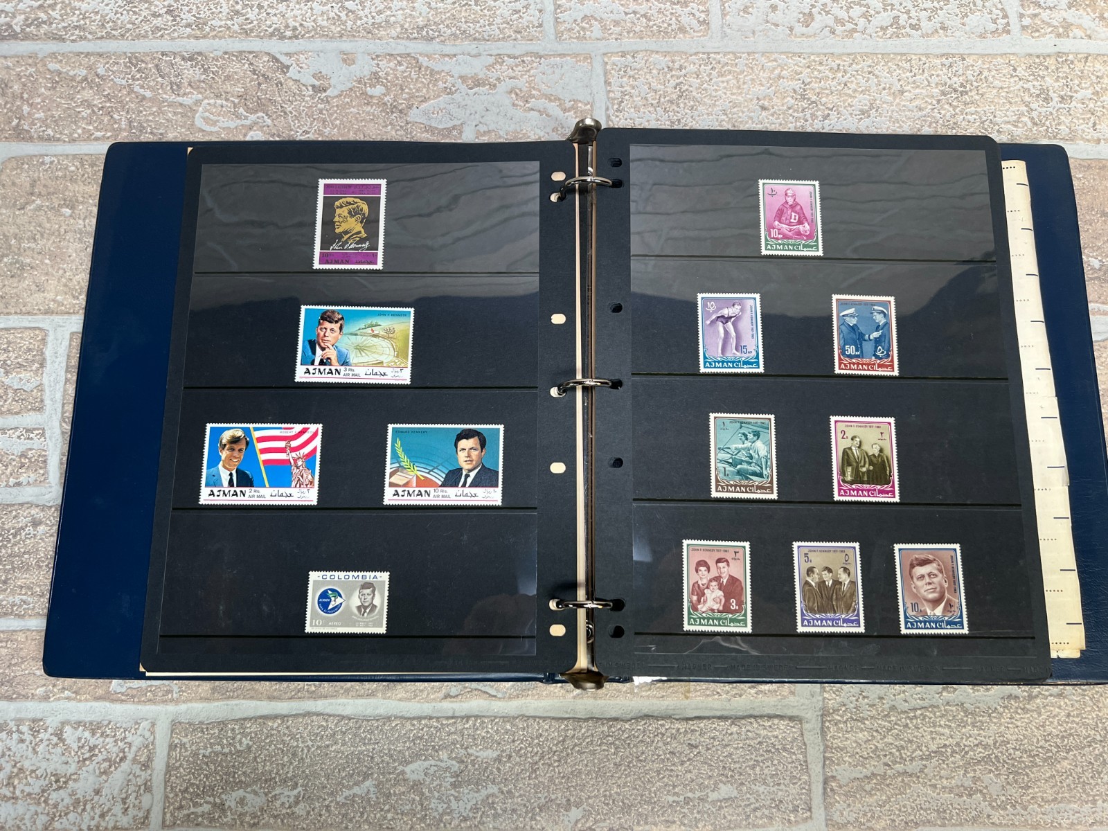 HUGE RARE VINTAGE John F Kennedy Commemorative Stamp Portfolio