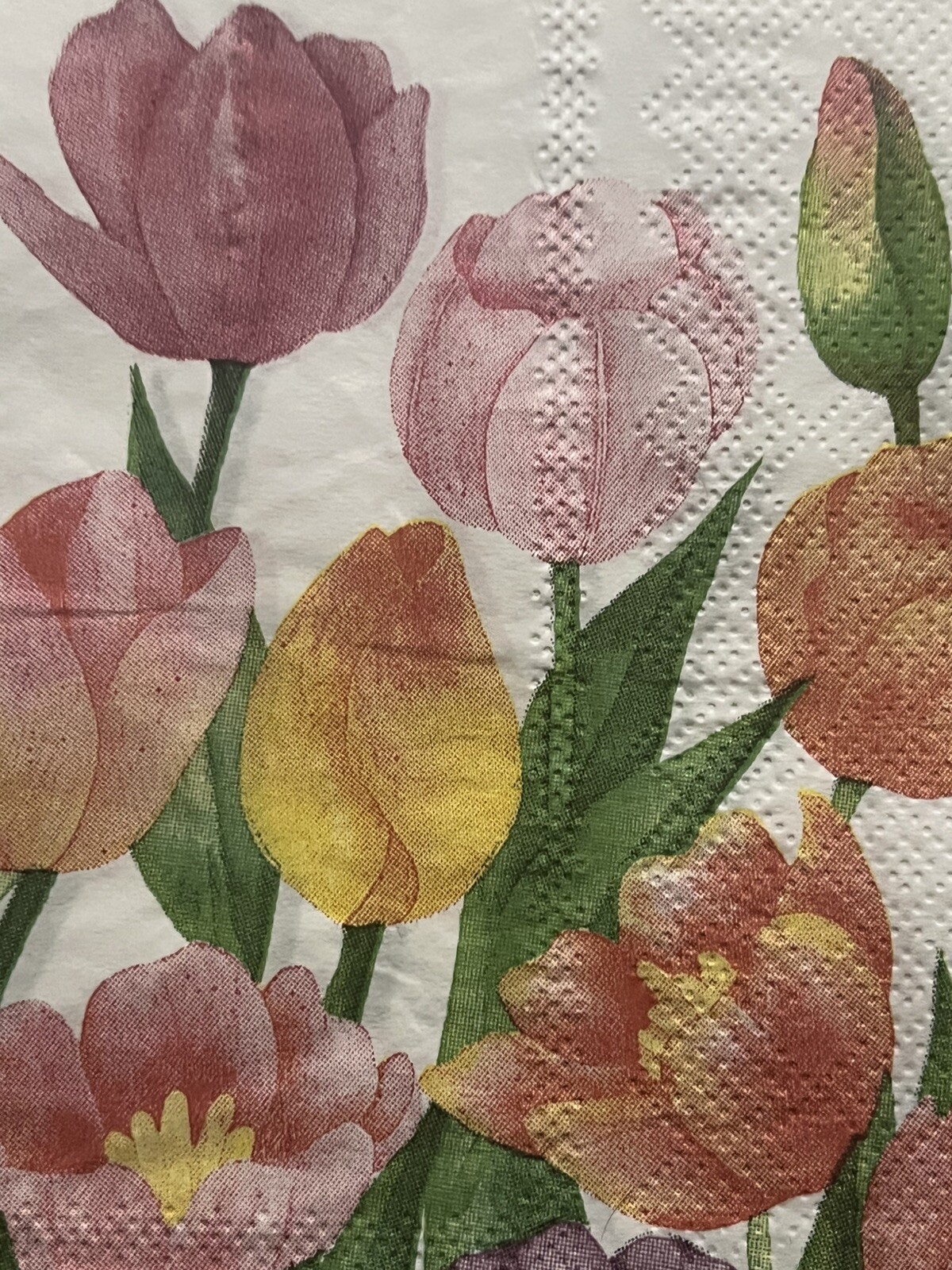TWO Individual Paper Dinner Decoupage Napkins -Tulip Flowers / Floral Spring