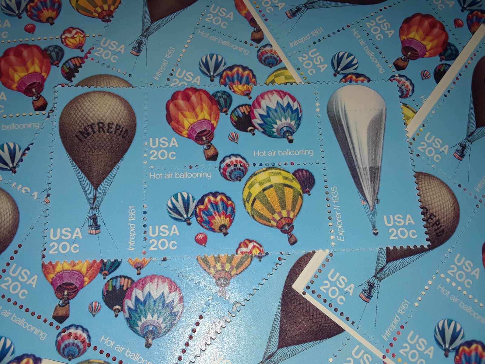 Usable 100 HOT AIR BALLOONS Multiples & Singles of 20¢ USPS Postage Stamps #2032