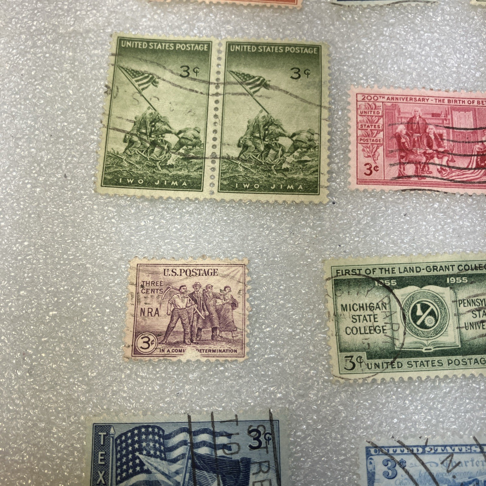 15 USED/Cancelled Commemorative 3c 1941-1955 US Stamps. Varied Lot. $1 Ships.