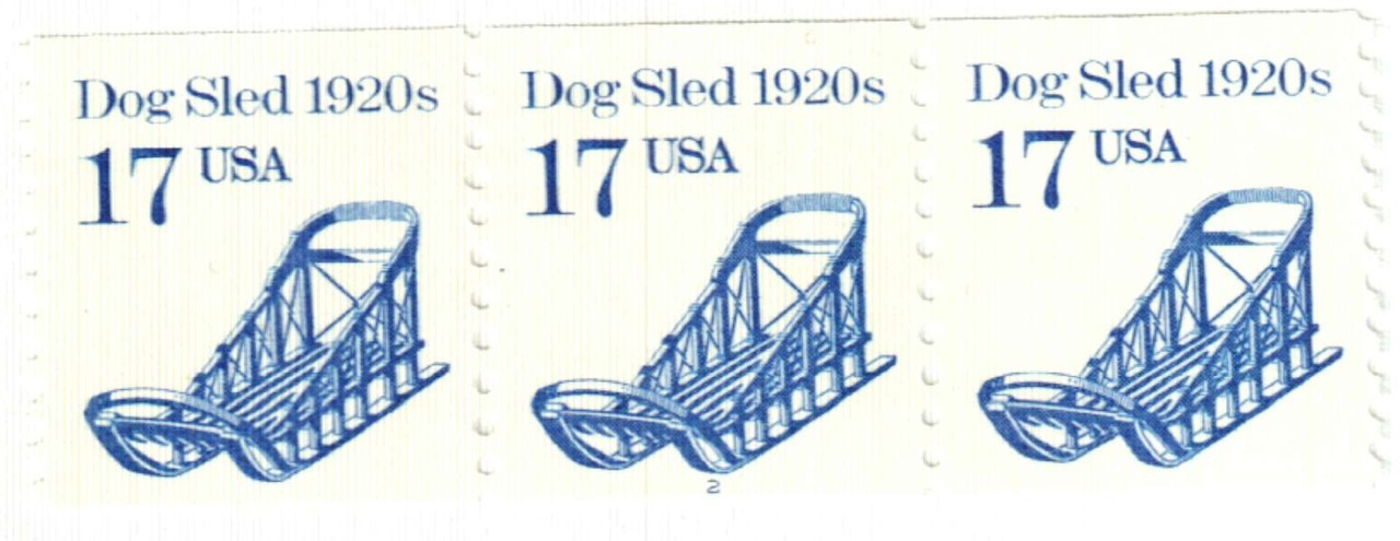 United States 17¢ 1986 Dog Sled 1920s Postage Stamp #2135 x 100 Singles