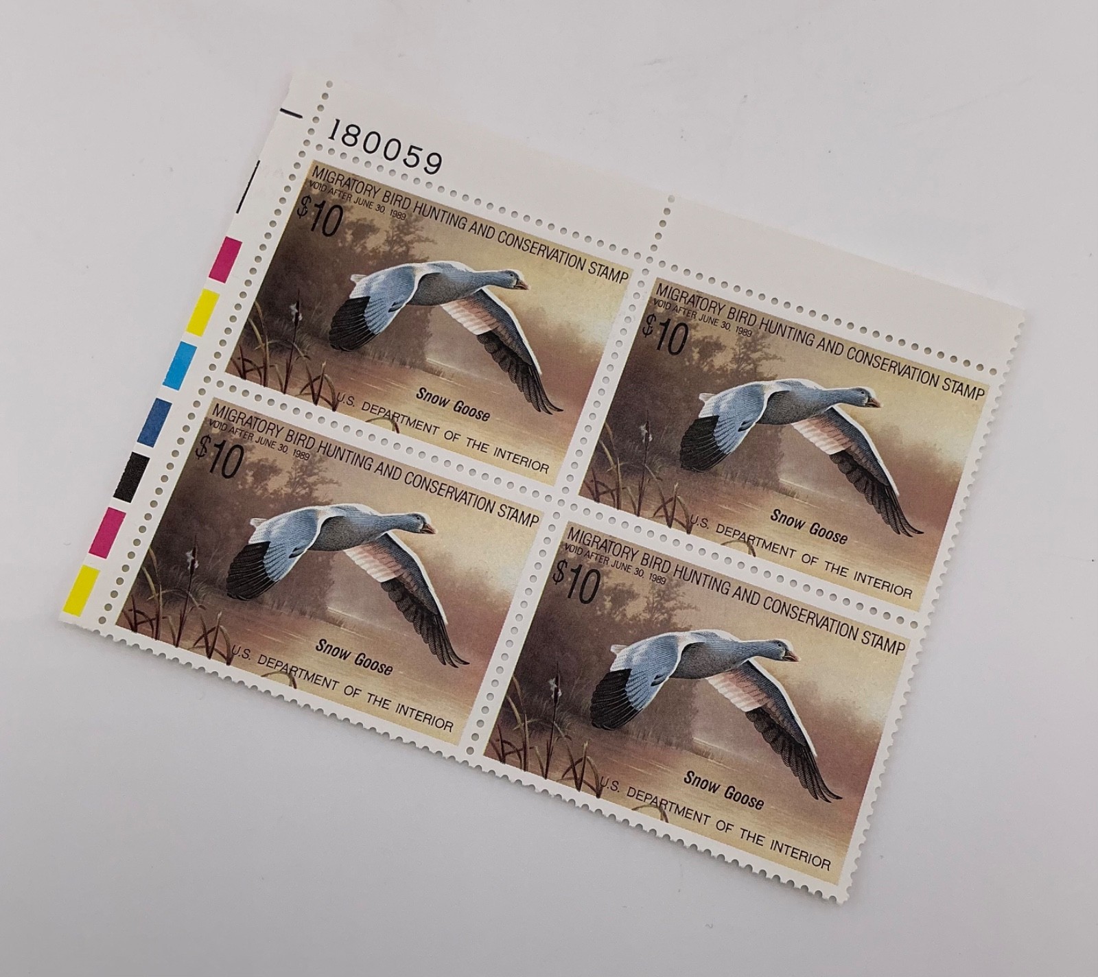 1988 US Federal Scott #RW55 Snow Goose Block of 4 MNH