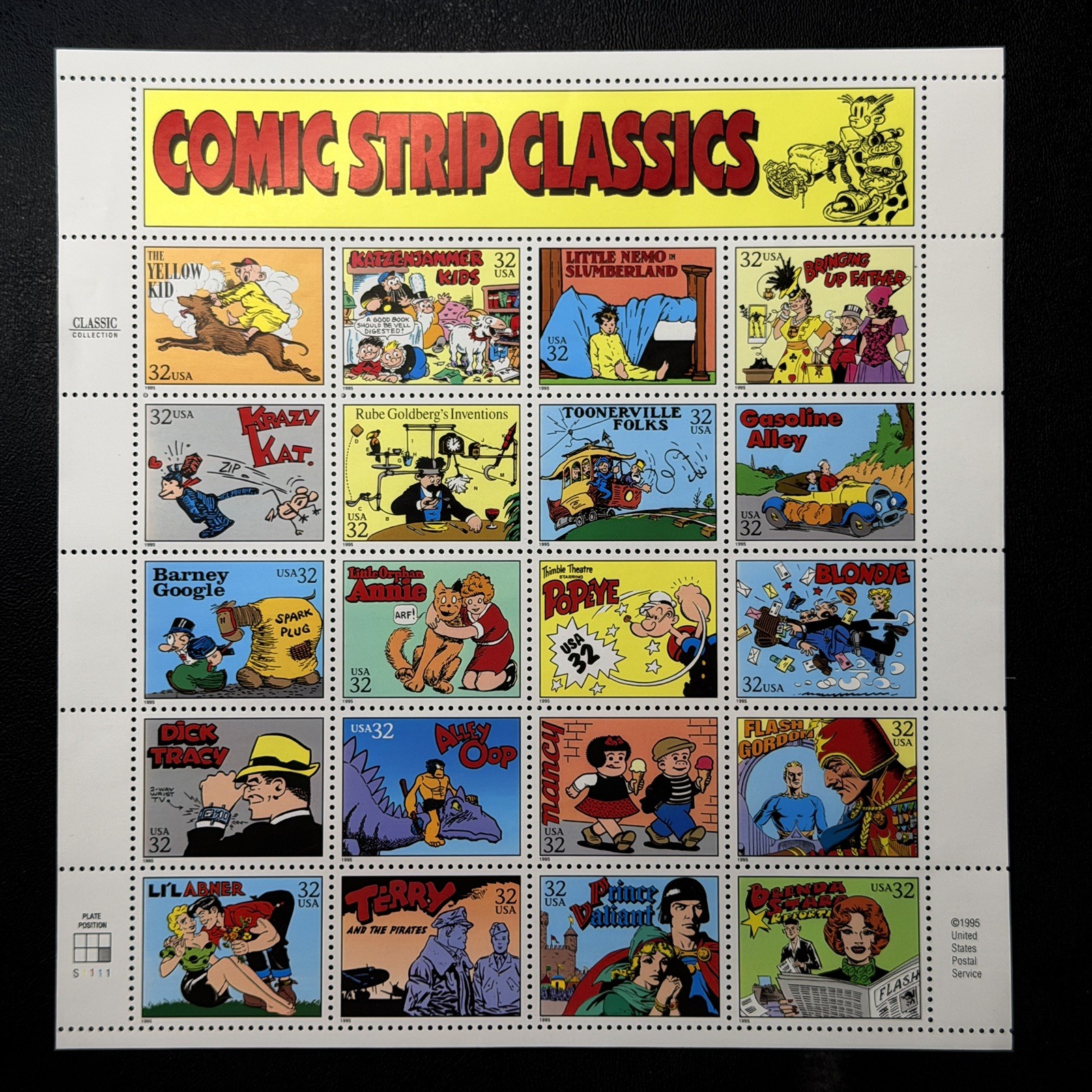 Scott #3000 – COMIC BOOK CLASSICIS 1995 – Full Sheet of 20 Stamps, Mint NH