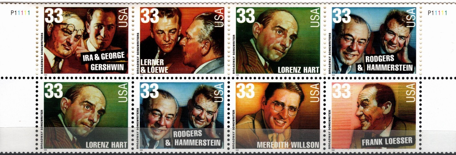 USA 1999 LEGENDS OF AMERICAN MUSIC SERIES SONGWRITERS & COMPSERS SC 3339-50 MNH