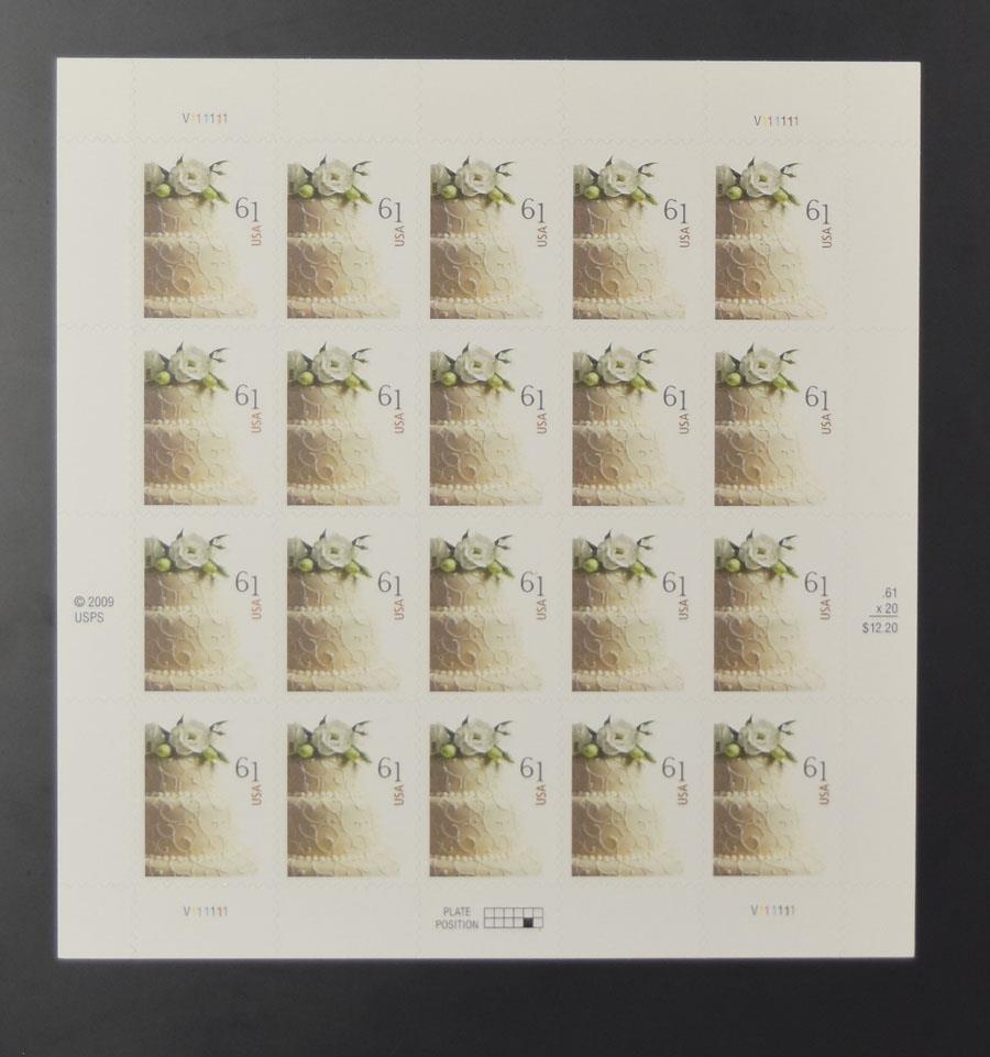 US SCOTT 4398 PANE OF 20 WEDDING CAKE STAMPS 61 CENT FACE MNH