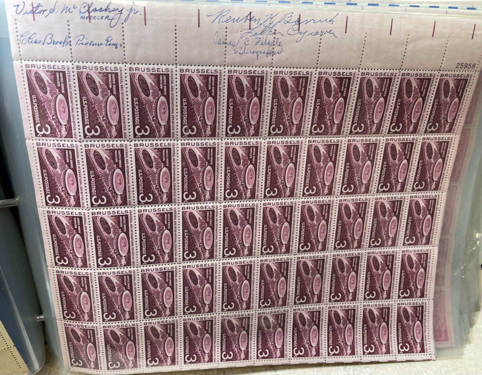 17 – SHEETS US POSTAGE STAMPS ALL SIGNED MULTIPLE DESIGNERS SIGNATURES .03 CENT