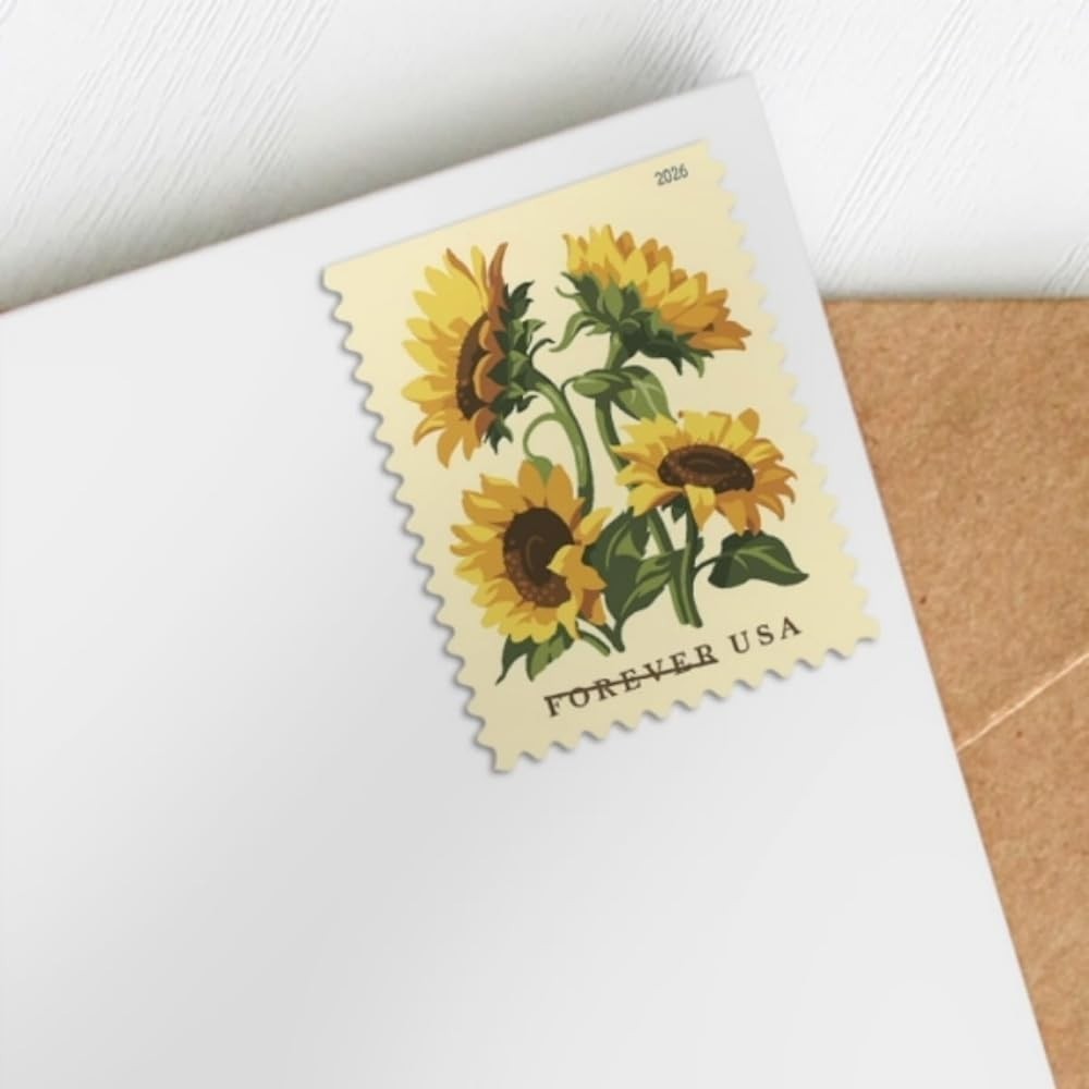 2026 Sunflower Forever Postage Stamps – Book of 20 First-Class Mail Flowers