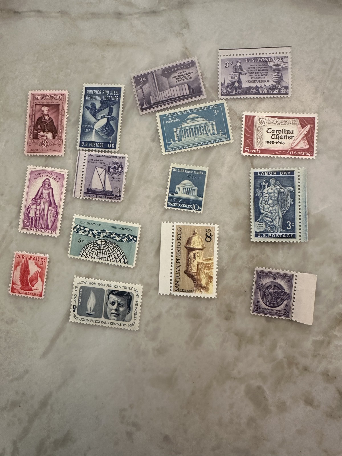 Lot of 15 VINTAGE Cent Stamps U.S. Postage