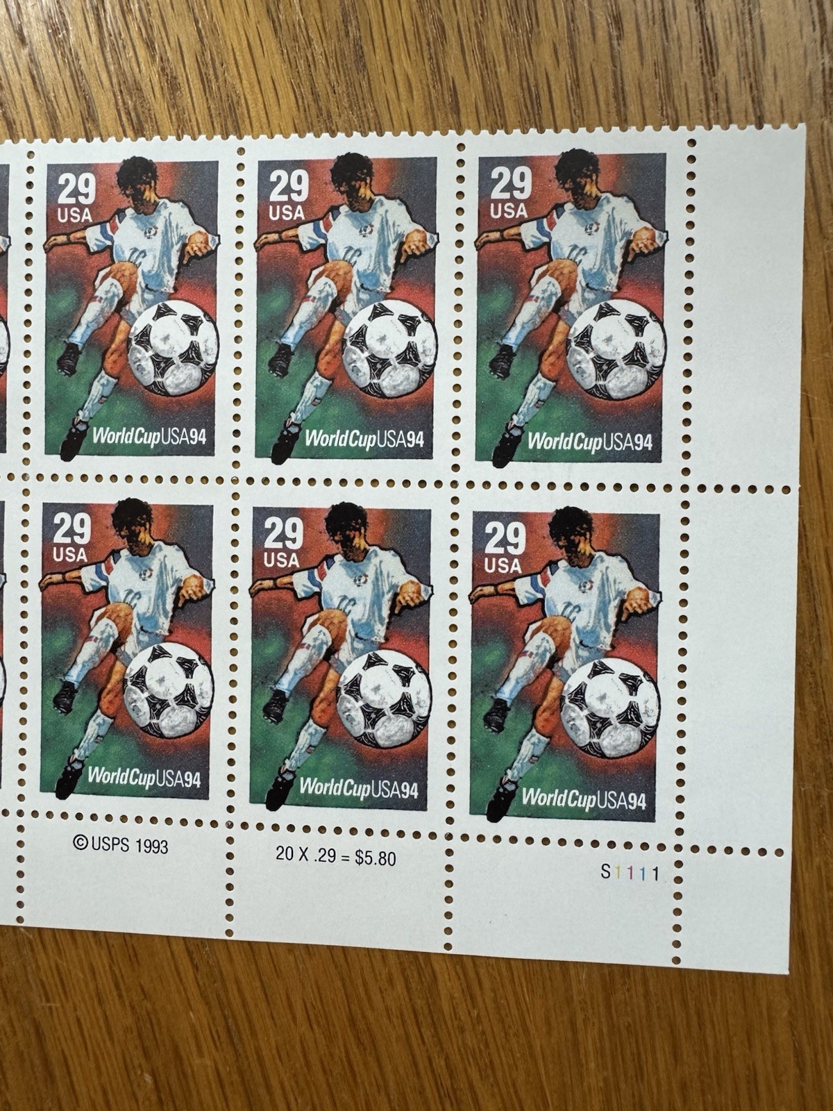 1994 USPS World Cup USA 29 Cent Stamps, 10 Block Mint Never Hinge, Soccer #2834