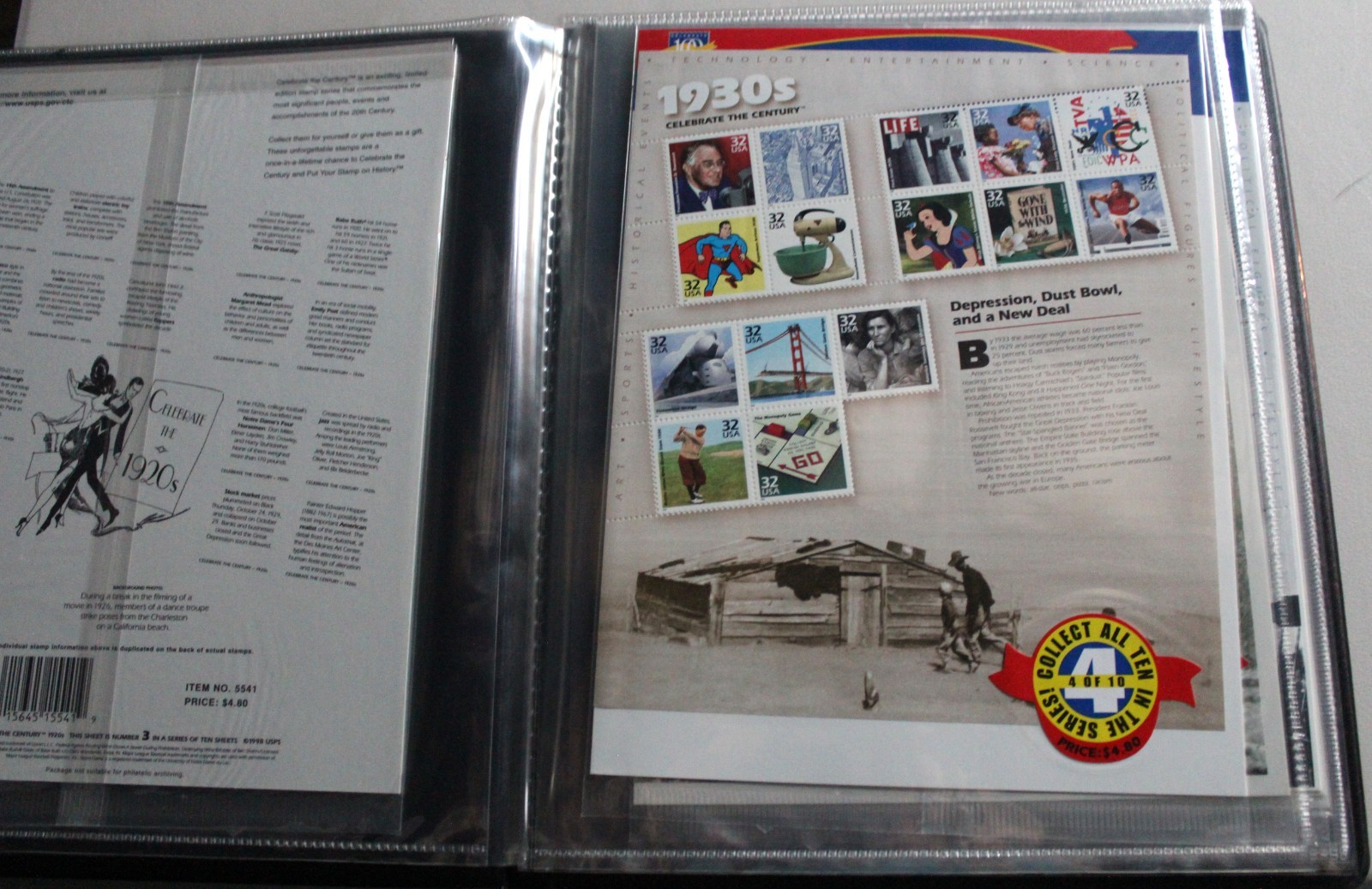 Mint CELEBRATE THE CENTURY 1900-1999 Complete 10 Sheet Set US Stamps W/SUPER Her