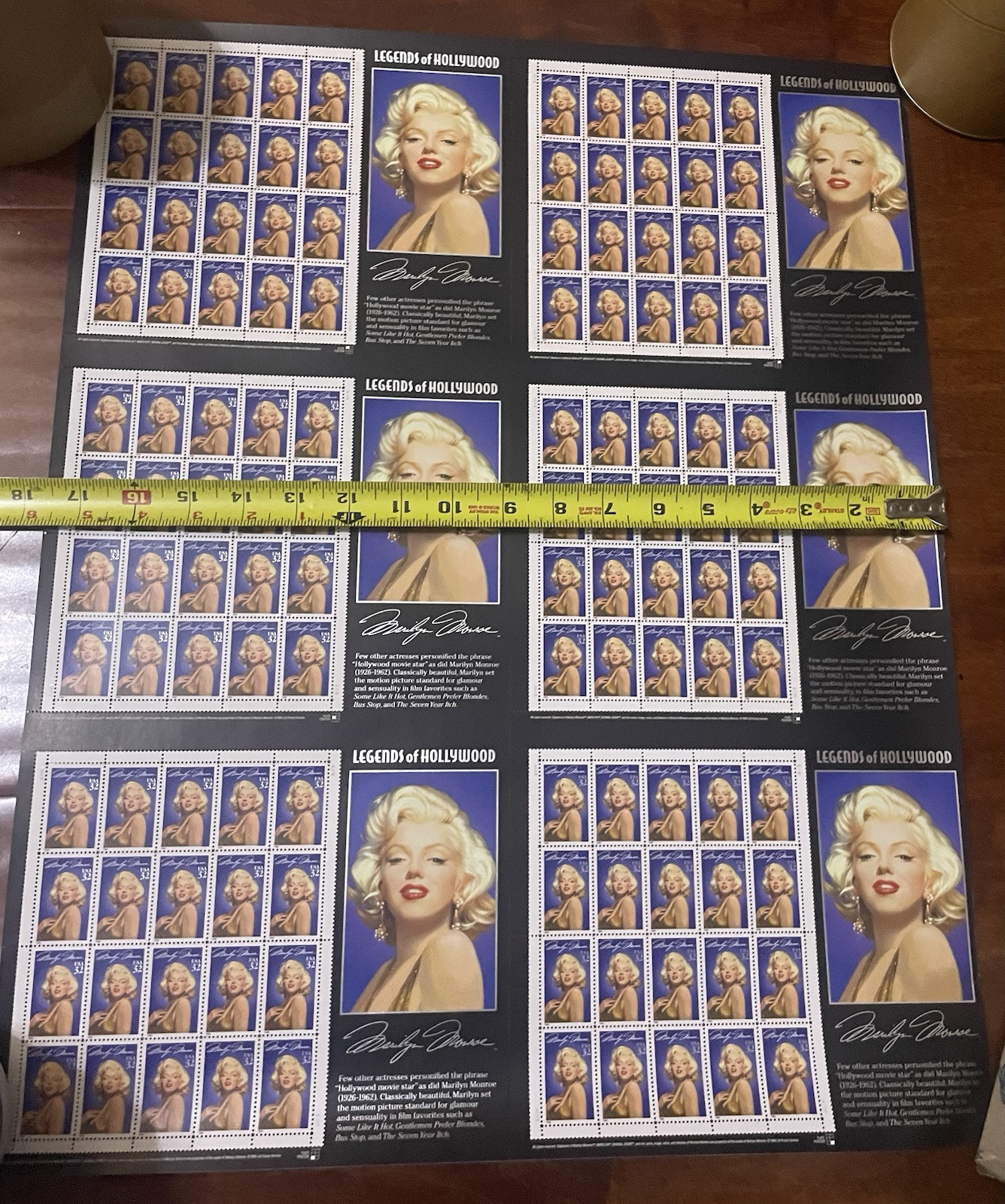 6 Full Sheet Of 32¢ Marilyn Monroe Postage Stamp #2967 New