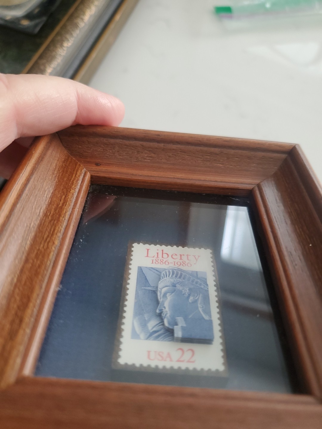 Liberty Stamp Postage Art handcut for 3D effect framed and ready to hang