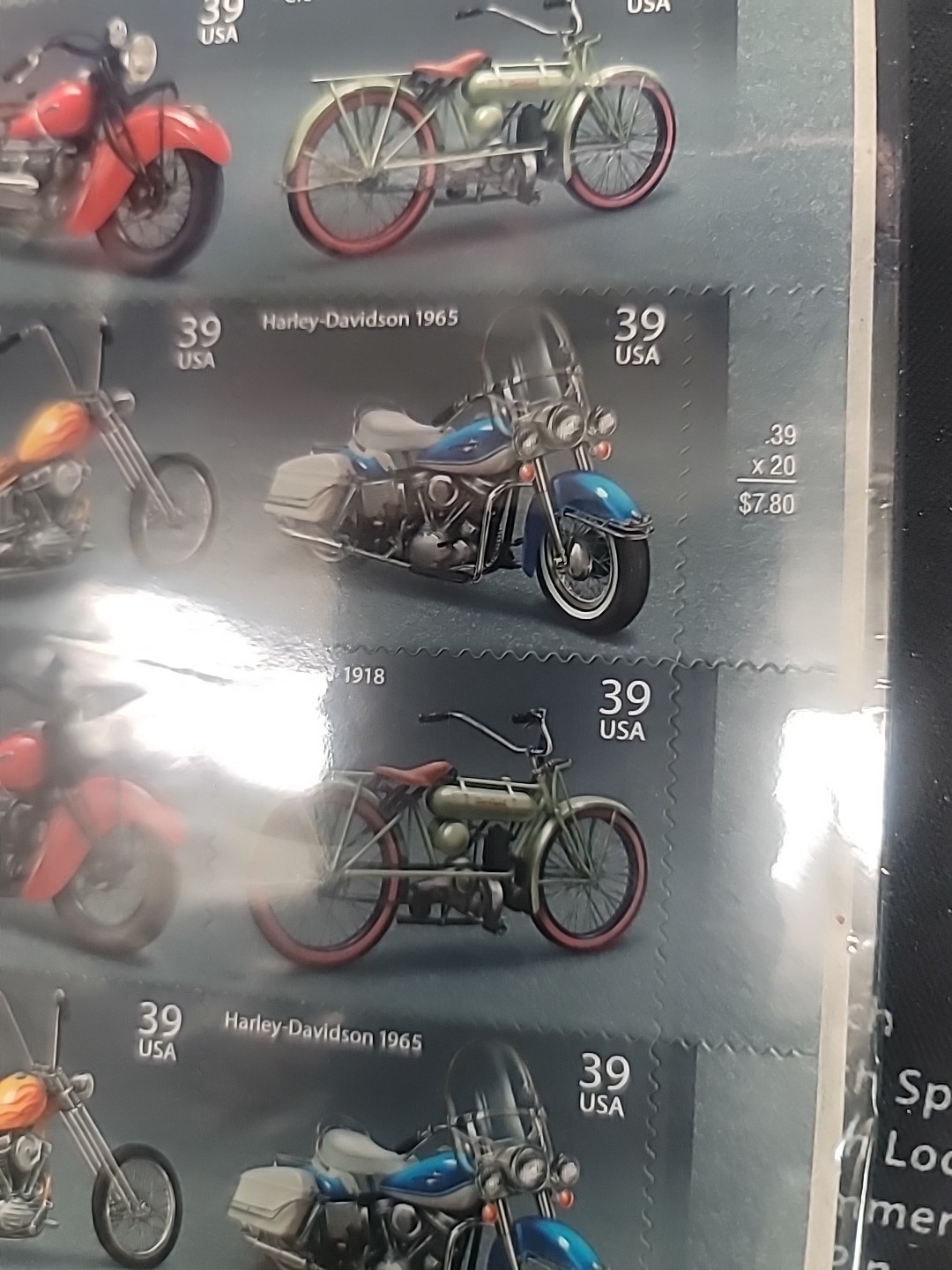 Sheet 20 AMERICAN MOTORCYCLES 39¢ US Postage Stamps. USA #480440