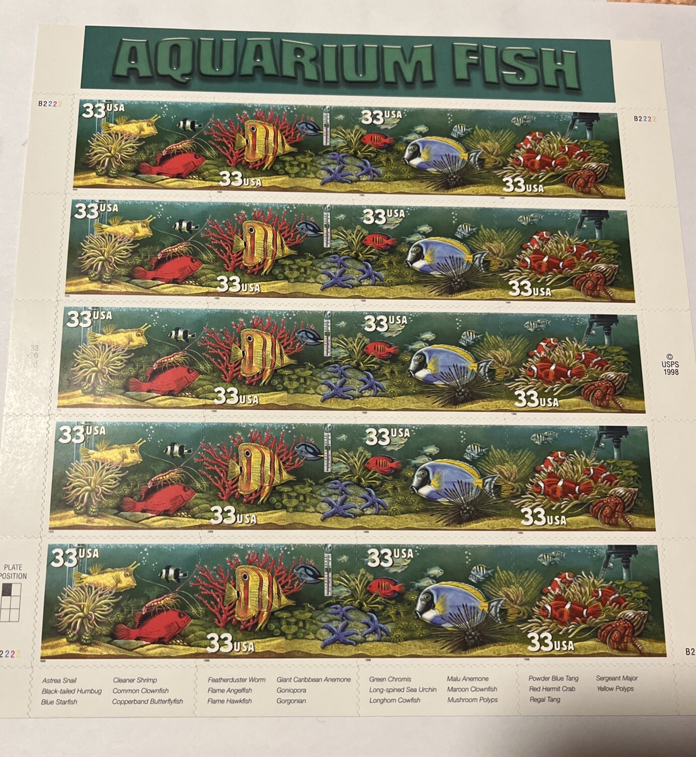 Souvenir Sheet 20 Stamps AMERICAN GLASS 33¢ US Stamps USA Sc# 3325-3328 MNH 1998