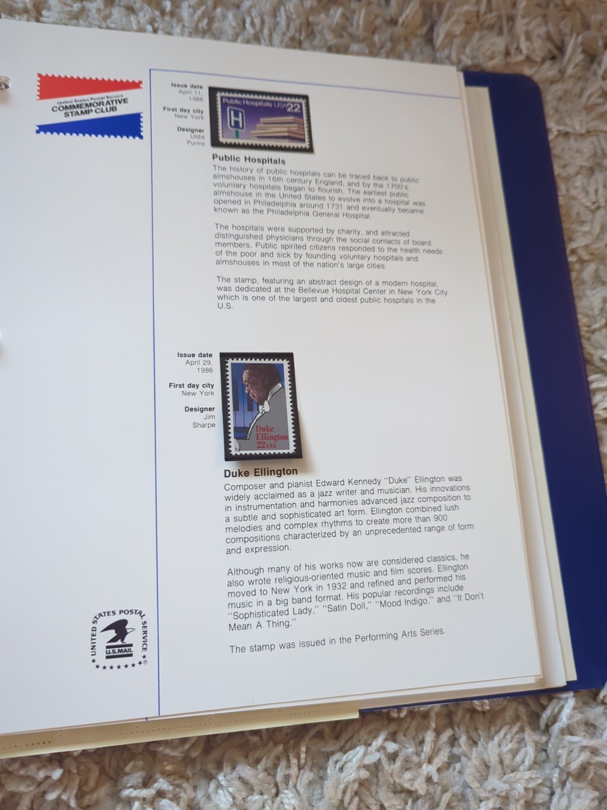 1986-1987 USPS Stamp Album – Arkansas Statehood – Christmas Contemporary Oct 23
