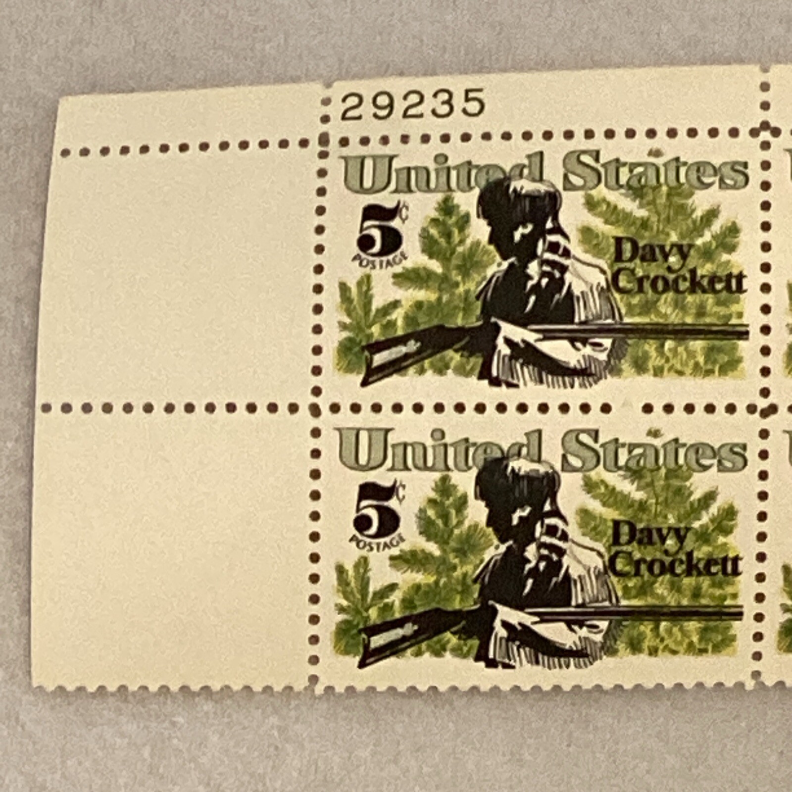 MINT 1967 DAVY CROCKETT Block of 4 Collectible Unused Stamps US Postage