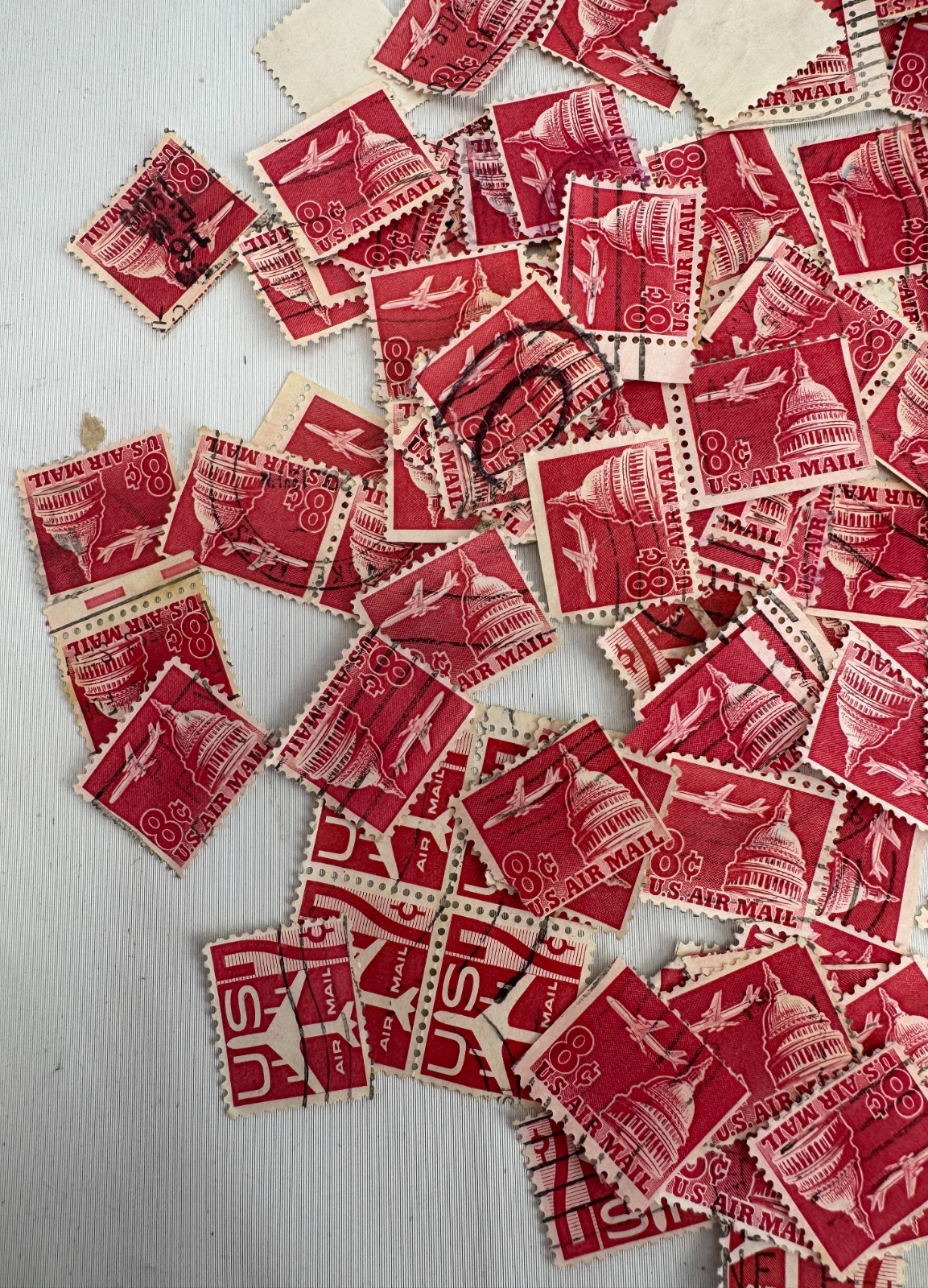 Large US Airmail Stamp Lot Scott C74 and C76 Used Mix, Jet Aircraft Aviation