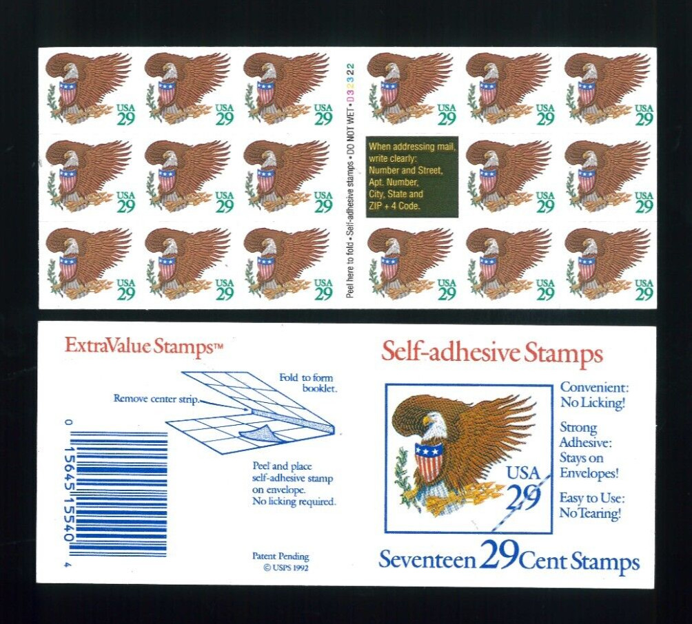 United States 29¢ Green Eagle & Shield Postage Stamp #2596a MNH Full Booklet