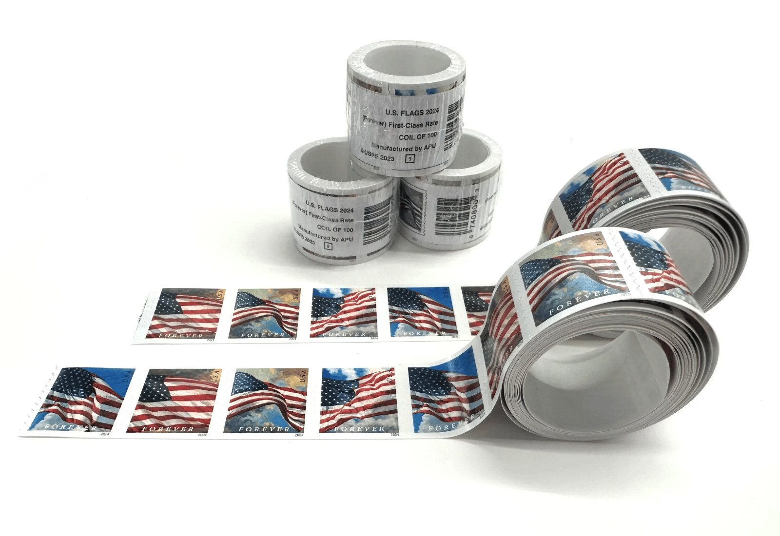 2024 USPS FOREVER RATE FLAGS STAMPS Scott #5871-74 (MNH) -100 PCS ROLL