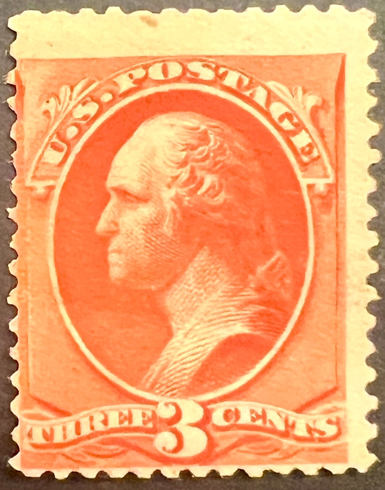 Scott#: 214 – George Washington 3¢ 1887 ABNC Perf 12 single stamp MNG w/crease